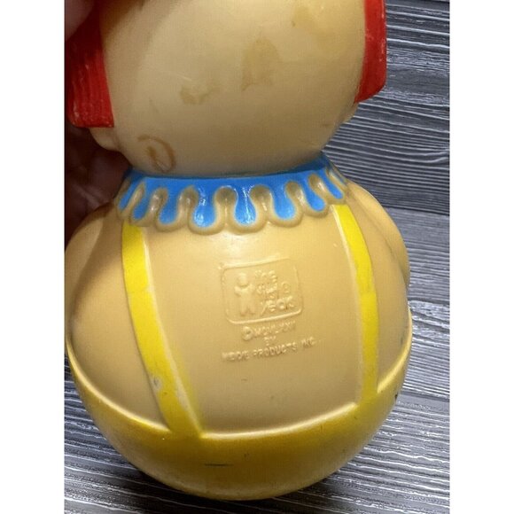 Vintage Roly Poly Baby Toy Yellow Clown Retro Nursery Decor Creepy Circus - Picture 5 of 8